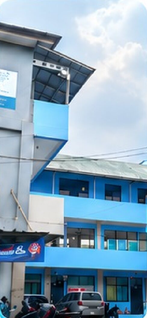 Gedung sekolah bercat biru